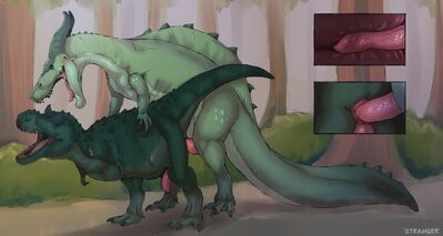 Rex Mounted
art by strangerswarehouse
Keywords: dragon;dinosaur;theropod;tyrannosaurus_rex;trex;male;female;feral;M/F;penis;from_behind;vaginal_penetration;internal;closeup;strangerswarehouse