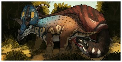 Welcome To The Jungle
art by stygimoloch
Keywords: dinosaur;theropod;tyrannosaurus_rex;trex;ceratopsid;triceratops;male;female;feral;M/F;penis;oral;ejaculation;spooge;stygimoloch