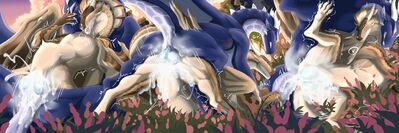 Messy Sandwing Sex (Wings_of_Fire)
art by sunhawk12
Keywords: wings_of_fire;sandwing;dragon;dragoness;male;female;feral;M/F;penis;missionary;cowgirl;spoons;vaginal_penetration;ejaculation;spooge;sunhawk12