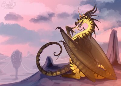 Queen_Wasp (Wings_of_Fire)
art by sunny_way
Keywords: wings_of_fire;hivewing;queen_wasp;dragoness;female;feral;solo;non-adult;sunny_way