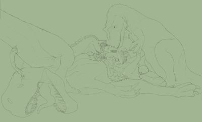 Vohten and the Trio
art by svevato
Keywords: dinosaur;theropod;raptor;austroraptor;torvosaurus;carnotaur;tyrannosaurus_rex;trex;male;feral;M/M;orgy;penis;missionary;double_penetration;anal;docking;spooge;svevato