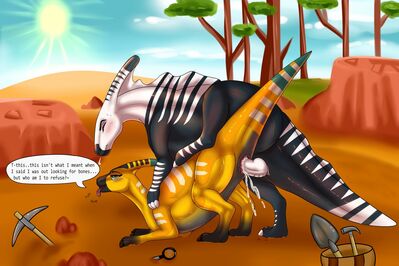 Parasaurolophus Mating
art by sylvertears
Keywords: dinosaur;hadrosaur;parasaurolophus;male;female;feral;M/F;penis;from_behind;cloacal_penetration;spooge;sylvertears