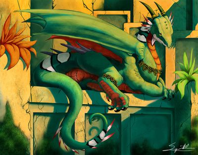 Lounging Dragoness
art by syrinoth
Keywords: dragoness;female;feral;solo;cloaca;syrinoth