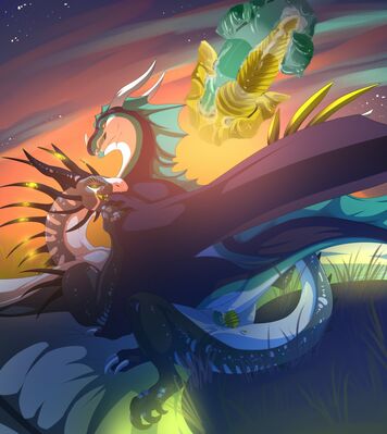 Aevere and Darius
art by tabirs
Keywords: dragon;male;feral;M/M;penis;cowgirl;docking;internal;spooge;tabirs