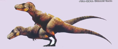 Tyrannosaurs Mating
art by masashi_tanaka
Keywords: dinosaur;theropod;tyrannosaurus_rex;trex;male;female;feral;M/F;from_behind;suggestive;masashi_tanaka