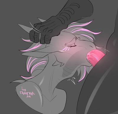 April Oral (Wings_of_Fire)
art by tartar
Keywords: wings_of_fire;sandwing;dragon;dragoness;male;female;anthro;M/F;penis;oral;internal;closeup;spooge;tartar