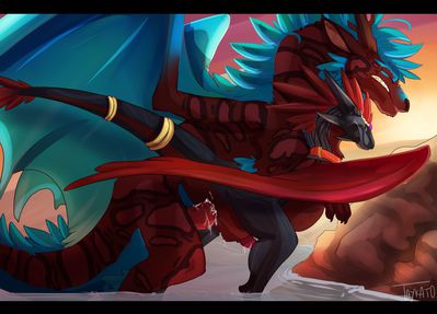Imperial and Wildclaw Dragons Mating
art by taykato
Keywords: flight_rising;dragon;imperial_dragon;wildclaw_dragon;male;feral;M/M;penis;from_behind;anal;spooge;taykato
