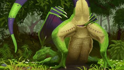 Iguanid Dragon
art by technesaurus
Keywords: dragon;lizard;iguana;hybrid;male;feral;solo;cloaca;spread;technesaurus