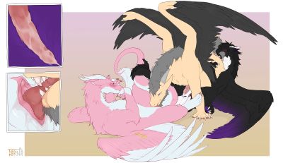 Neopolitan
art by teern
Keywords: dragon;dragoness;male;female;feral;M/F;threeway;spitroast;penis;reverse_cowgirl;vaginal_penetration;oral;internal;closeup;spooge;teern