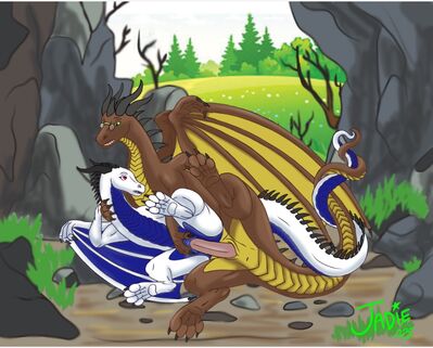 Dragons Mating
art by thejackalbaby
Keywords: dragon;dragoness;male;female;feral;M/F;penis;spoons;vaginal_penetration;thejackalbaby