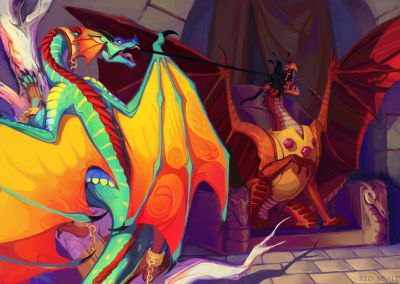 Glory vs Queen_Scarlet (Wings_of_Fire)
art by the_red_scale
Keywords: wings_of_fire;rainwing;skywing;glory;queen_scarlet;dragoness;female;feral;solo;non-adult;the_red_scale