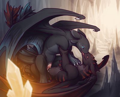Night Furies Having Sex
art by the_secret_cave
Keywords: how_to_train_your_dragon;httyd;night_fury;toothless;dragon;dragoness;male;female;feral;M/F;penis;cowgirl;vaginal_penetration;spooge;the_secret_cave