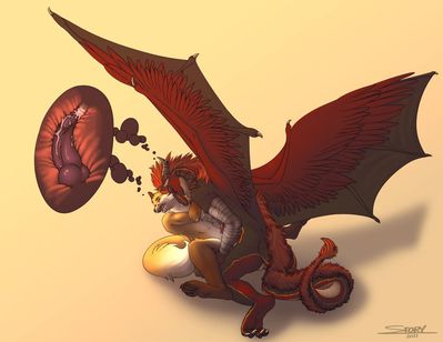 Dragon and Fox 1
art by thestory
Keywords: dragon;furry;canine;fox;anthro;male;feral;M/M;penis;anal;missionary;spooge;internal;thestory