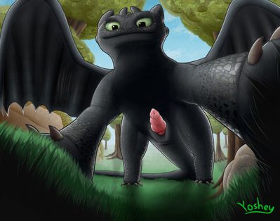 Toothless
art by theyoshey
Keywords: how_to_train_your_dragon;httyd;night_fury;toothless;dragon;male;solo;anthro;penis;theyoshey