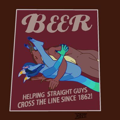 Beer Meme (Wings_of_Fire)
art by thicc-drago
Keywords: wings_of_fire;rainwing;mudwing;dragon;male;anthro;M/M;missionary;anal;humor;thicc-drago