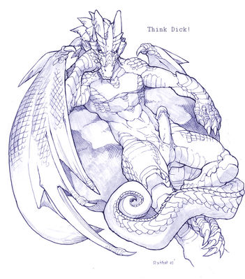Think Dick
art by ratbat
Keywords: dragon;male;anthro;solo;penis;ratbat
