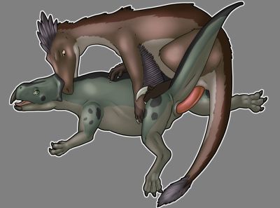 Predator and Prey
art by TinyTerrible
Keywords: dinosaur;theropod;raptor;velociraptor;ceratopsid;protoceratops;male;female;feral;M/F;penis;from_behind;cloacal_penetration;TinyTerrible