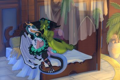 Hot Bed (Wings_of_Fire)
art by toaster21648
Keywords: wings_of_fire;naga;skywing;hybrid;dragon;dragoness;male;female;feral;M/F;penis;missionary;vaginal_penetration;spooge;toaster21648