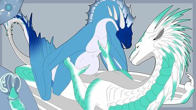 Fang and Kat (Wings_of_Fire)
art by toasttheoverlord
Keywords: wings_of_fire;icewing;dragon;dragoness;wyvern;male;female;feral;M/F;penis;cowgirl;vaginal_penetration;internal;ejaculation;spooge;toasttheoverlord