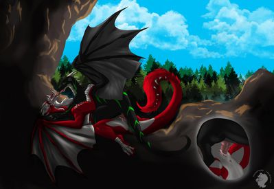 Two Dragons Having Sex
art by tricknightmare
Keywords: dragon;dragoness;male;female;feral;M/F;penis;missionary;vaginal_penetration;closeup;spooge;tricknightmare