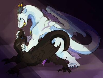 Winter and Nightwing (Wings_of_Fire)
art by troubledauth
Keywords: wings_of_fire;icewing;nightwing;winter;dragon;male;feral;M/M;penis;from_behind;anal;spooge;troubledauth
