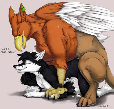 Blaze Breeding
art by truegrave9
Keywords: gryphon;male;feral;furry;canine;wolf;female;anthro;breasts;M/F;from_behind;spooge;truegrave9
