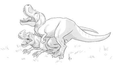 Rex and Ceratosaurus Mating
art by truttle
Keywords: dinosaur;theropod;tyrannosaurus_rex;trex;ceratosaurus;truttle;male;female;feral;M/F;penis;from_behind;cloacal_penetration;truttle