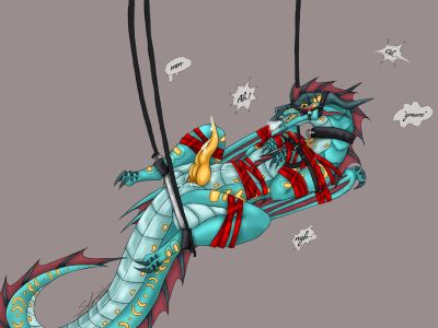 Kidnapped Fish (Wings_of_Fire)
art by twistedslush733
Keywords: wings_of_fire;seawing;dragon;male;feral;solo;bondage;penis;spooge;twistedslush733