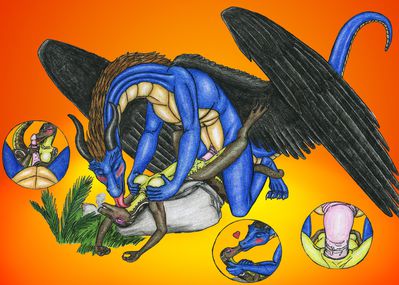 Mikhail and Salema 1
art by urthamielair
Keywords: dragon;dinosaur;theropod;raptor;male;female;anthro;breasts;M/F;penis;oral;missionary;vaginal_penetration;closeup;spooge;urthamielair