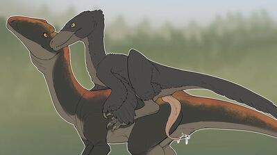 Dinosaurs Mating
art by vanoodonto
Keywords: dinosaur;theropod;raptor;male;female;feral;M/F;penis;cloaca;from_behind;suggestive;spooge;vanoodonto