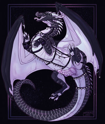 Opal Erect (Wings_of_Fire)
art by vantabats
Keywords: wings_of_fire;nightwing;dragon;dragoness;male;female;herm;feral;solo;bondage;penis;spooge;vantabats