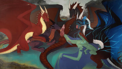 Hot Springs
art by veoros
Keywords: dragon;dragoness;male;female;feral;M/F;orgy;penis;missionary;vaginal_penetration;oral;spooge;veoros
