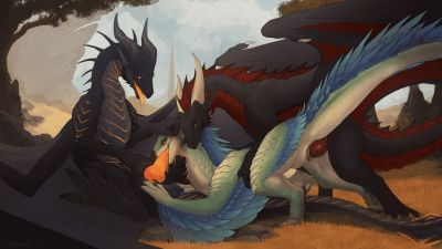 Seikret Spitroast
art by veoros
Keywords: videogame;monster_hunter;dragon;dinosaur;theropod;raptor;seikret;male;female;feral;M/F;threeway;spitroast;penis;from_behind;vaginal_penetration;oral;veoros