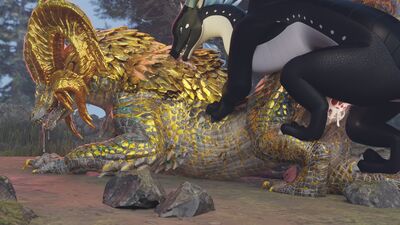 Kulve and Nightwing 2 (Wings_of_Fire)
art by void_dragon216
Keywords: videogame;monster_hunter;kulve;wings_of_fire;nightwing;dragon;male;feral;M/M;penis;from_behind;anal;spooge;cgi;void_dragon216