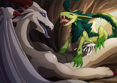 Lizard Riding Dragon
art by voidtails
Keywords: dragon;lizard;male;female;feral;M/F;penis;cowgirl;suggestive;orgasm;ejaculation;spooge;voidtails