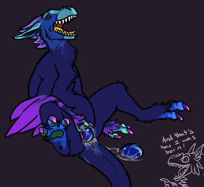 And That's How I Was Born
art by volvo
Keywords: dragoness;female;feral;solo;oviposition;egg;spooge;volvo