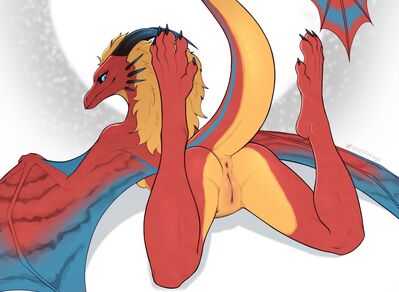 Showoff
art by waga
Keywords: dragoness;wyvern;female;feral;solo;vagina;presenting;waga