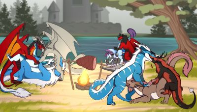 Waiting For Dinner (Wings_of_Fire)
art by walgon
Keywords: wings_of_fire;icewing;dragon;dragoness;male;female;feral;M/M;M/F;orgy;threeway;spitroast;penis;anal;oral;from_behind;missionary;suggestive;spooge;walgon