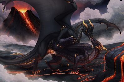 At The Volcano
art by wia
Keywords: dragon;dragoness;male;female;feral;M/F;penis;from_behind;vaginal_penetration;spooge;wia