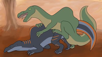 Spinosaurs Mating
art by wildreina
Keywords: dinosaur;theropod;spinosaurus;male;female;feral;M/F;from_behind;suggestive;wildreina