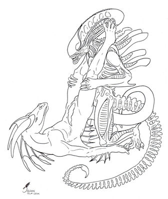Xeno Grind
art by tina_leyk
Keywords: alien;xenomorph;dragon;anthro;male;M/M;penis;anal;missionary;tina_leyk