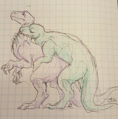 Just Scratching 1
art by xliczkax
Keywords: dinosaur;theropod;male;female;anthro;M/F;from_behind;suggestive;humor;xliczkax