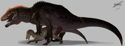 Carcharodontosaurus and Mantellisaurus
art by yaroul and decayj
Keywords: dinosaur;theropod;carcharodontosaurus;hadrosaur;mantellisaurus;male;female;feral;M/F;penis;from_behind;cloacal_penetration;spooge;yaroul;decayj