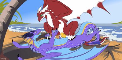 Beach Ride
art by z0ri0n
Keywords: dragon;dragoness;male;female;feral;M/F;penis;cowgirl;vaginal_penetration;beach;z0ri0n