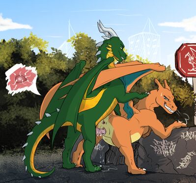 Charizard Breeding
art by zafara
Keywords: anime;pokemon;charizard;dragon;dragoness;male;female;feral;M/F;penis;from_behind;vaginal_penetration;internal;spooge;zafara