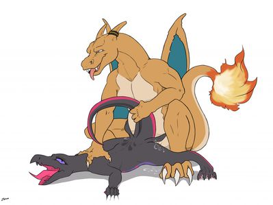 Charizard and Salazzle Having Sex
art by zafara
Keywords: anime;pokemon;dragon;lizard;charizard;salazzle;male;female;anthro;M/F;from_behind;suggestive;spooge;zafara