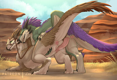 Seikrets Mating
art by zenrii
Keywords: videogame;monster_hunter;dinosaur;theropod;raptor;seikret;male;female;feral;M/F;penis;vagina;from_behind;suggestive;spooge;zenrii
