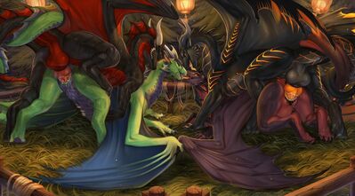 Fall Foursome
art by zenvist
Keywords: dragon;dragoness;male;female;feral;M/F;orgy;penis;from_behind;vaginal_penetration;spooge;zenvist