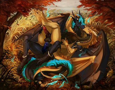 Autumn Lover (Wings_of_Fire)
art by zenvist
Keywords: wings_of_fire;sandwing;dragon;male;feral;M/M;penis;from_behind;anal;spooge;zenvist