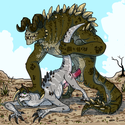Mounted By The Alpha
art by zirhash
Keywords: videogame;fallout;lizard;reptile;deathclaw;male;anthro;M/M;penis;from_behind;anal;spooge;zirhash